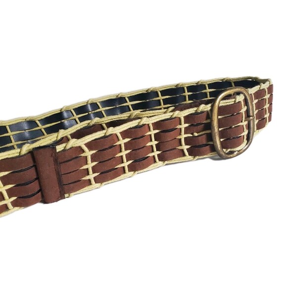 Woven BR Suede Hippie Belt Adjustable Basket Weave Women S/M Retro 42" WO Buckle - Picture 5 of 10